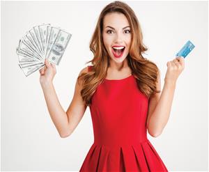 Girl in Red Dress with Cash