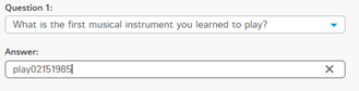 Screenshot of Question 2 - What is the first musical instrument you learned to play. Answer is play02151985.